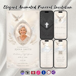 Animated Funeral Invitation Template, Celebration of Life Evite (Digital Download)