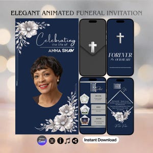 Elegant Animated Funeral Invitation Template | Celebration of Life (Digital Download)