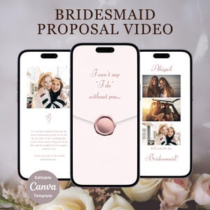 Bridesmaid Proposal Video| “Will You Be My Bridesmaid?” Mobile Video Invite| Editable Digital Canva Template | BMP1v1