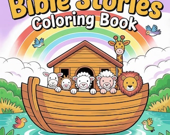 Dibujos para colorear de historias bíblicas para niños / Actividad cristiana imprimible / Jesús y personajes bíblicos / Descarga digital