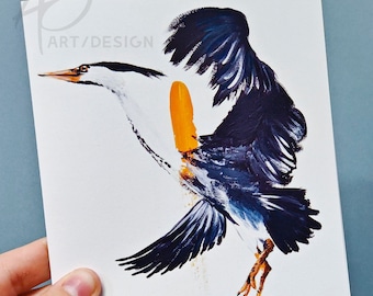 5x7" Blue Heron Blank Greeting Card