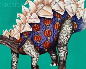 PRINT of 16x20" Original Acrylic Painting, "Stegosaurus"