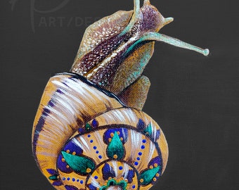 PRINT of Original Acrylic Painting - Snail