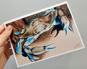 5x7" Blue Crab I Blank Greeting Card