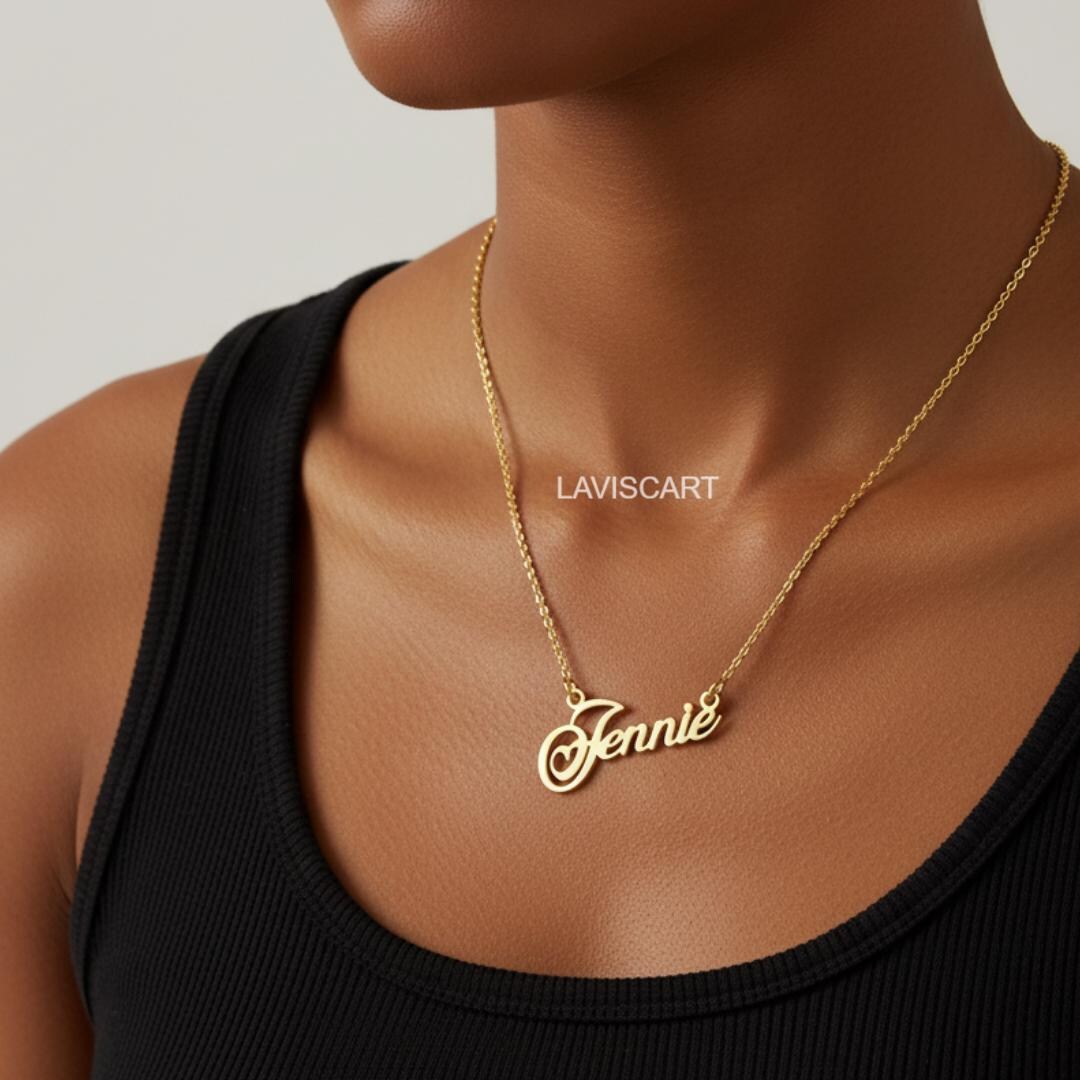 Cursive Name Necklace, Gold Plated Personalized Jewelry - Etsy