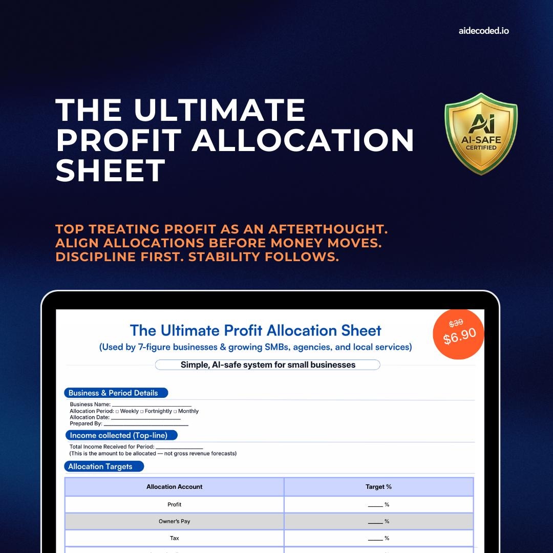 Profit First Allocation Sheet – Ai-safe Profit Allocation Template ...