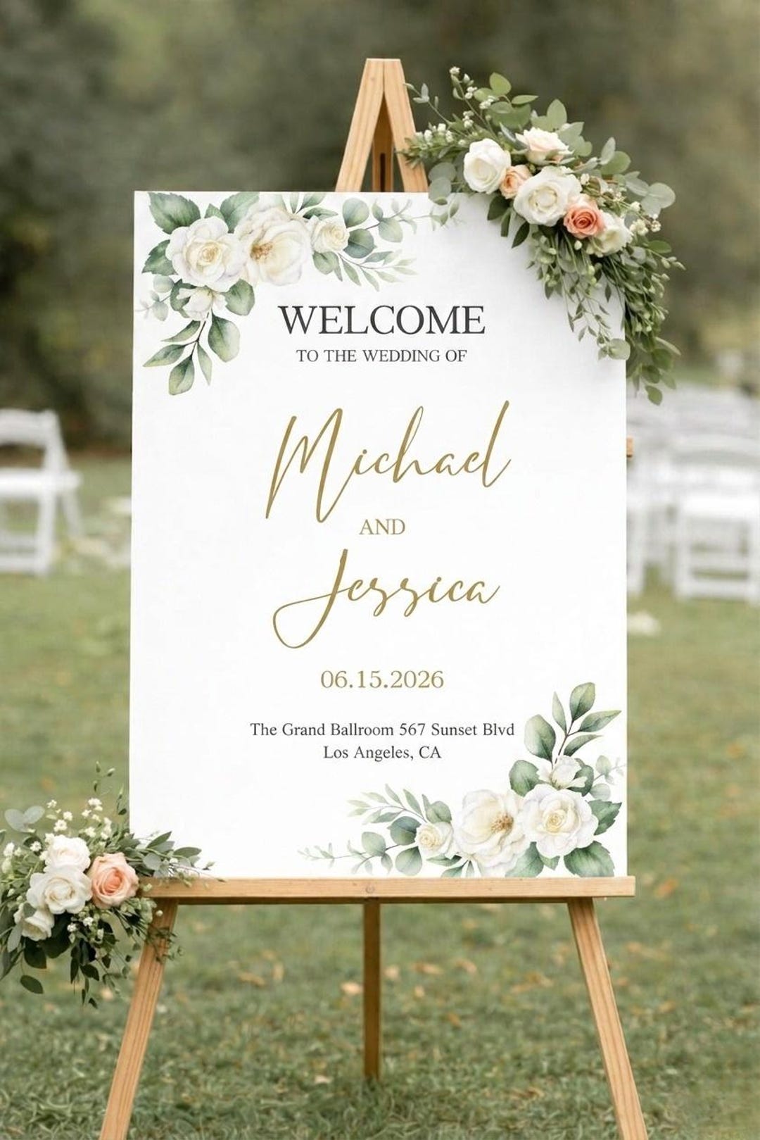 Editable Floral Wedding Sign Template | Minimalist Invite, Digital ...