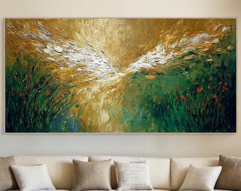 Abstract Flying Bird Oil Painting Canvas Art, Heavy Impasto Textured Animal Artwork, Modern Nature Wall Decor Unique Art Gift Idea