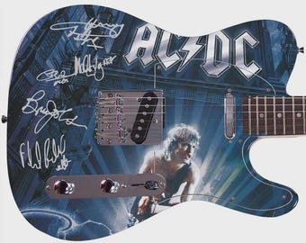 AC/DC ACDC 直筆サイン入り アンガス・ヤング サイン写真付きギター
