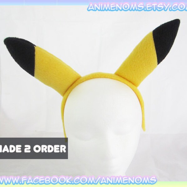 Pikachu Ears Headband - Fleece Anime Geek Gift Pokemon Yellow Black Cute Kawaii Cosplay Ears