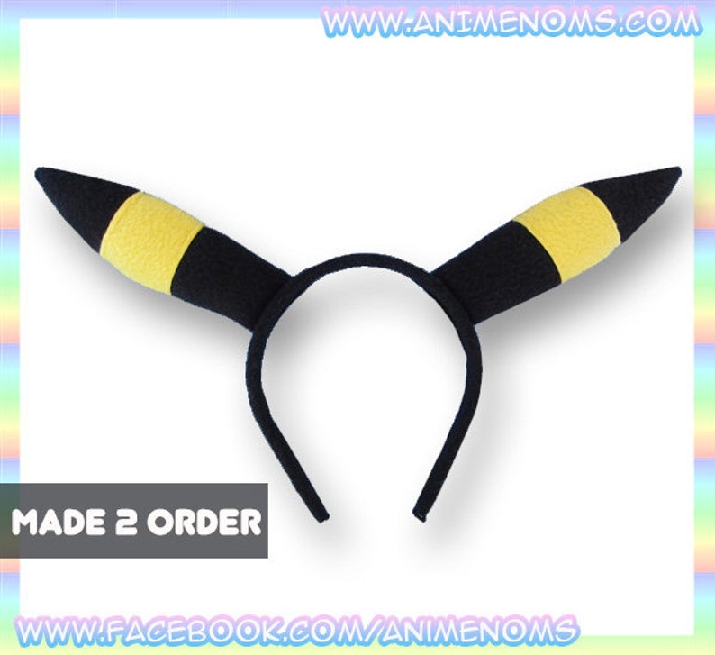 Umbreon Ears Headband Stand up Fleece Pokemon Black Yellow Etsy