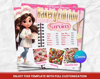 Bakery Price List Flyer, Bakery Menu Template, DIY Canva Template, Sweet Treats Price List, Pastry Shop Flyer, Editable Bakery Services Menu