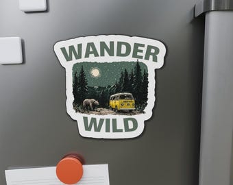 Imán de campista Wander Wild / Imán troquelado con pegatinas de aventura natural