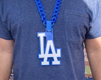 Collar de cadena de gran tamaño con el logo de los Dodgers de Los Ángeles y colgante del día del partido de béisbol