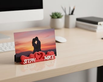 Portafotos magnético personalizado, regalo de San Valentín, soporte 2 en 1 para nevera o escritorio
