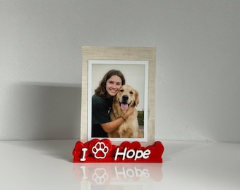 Portafotos personalizado 2 en 1 para mascotas/nombre de perro personalizado, magnético o de escritorio