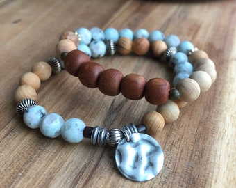 Speckled Jasper bracelet / Gemstone bracelet / oil diffuser jewelry / beaded stack bracelets / aromatherapy jewelry / charm bracelet