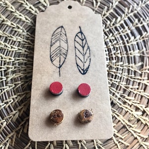 Leather earrings, leather jewelry, hypoallergenic jewelry, leather studs, bohemian jewelry, western jewelry, leather accessories