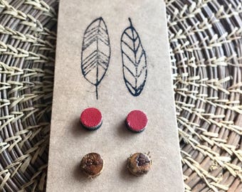Leather earrings, leather jewelry, hypoallergenic jewelry, leather studs, bohemian jewelry, western jewelry, leather accessories