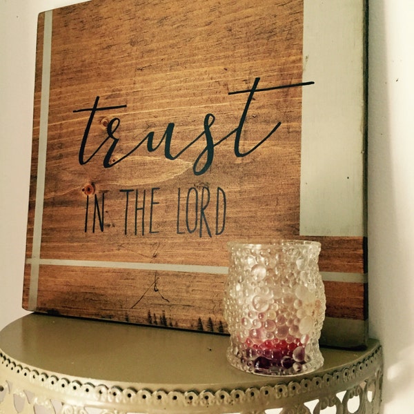 Trust in the Lord wood sign 12 x 12 handpainted scripture wooden sign reclaimed wood christian wall decor farmhouse decor