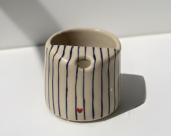 Unique Hand Painted Coffee Tumbler - Handmade Ceramic Travel Mug with Lid - Artisanal Reusable To-Go Cup - Personalized Aesthetic Gift