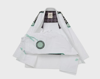 Albino and Preto White BJJ Gi 450 GSM Jiu-Jitsu Rscomp Pow Gi Oss Graplling