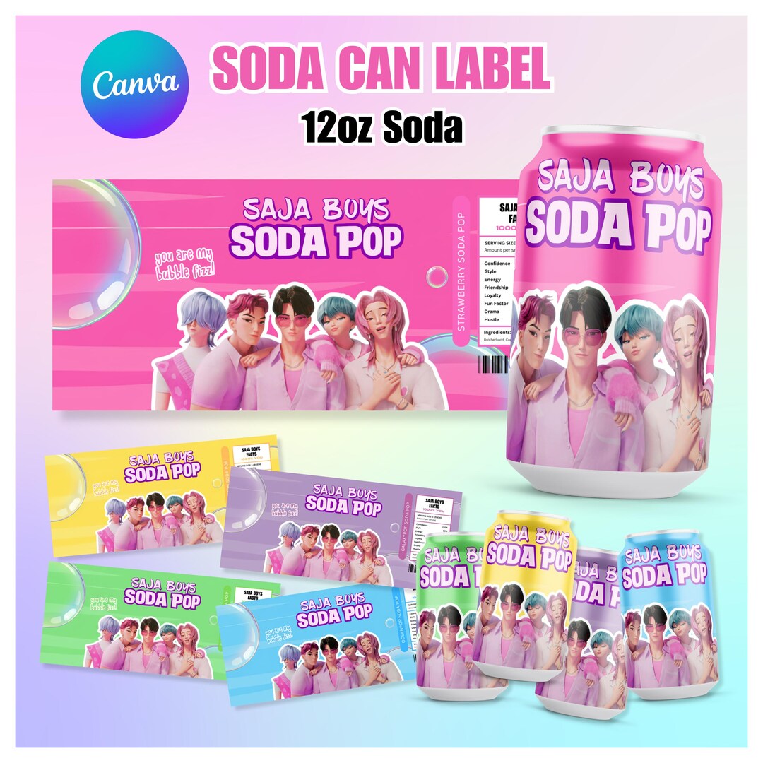 Saja Boys Kpop Soda Can Label Template, Party Decor (digital Download ...