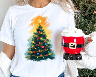 Comfort Colors Christmas Tree Shirt, Vintage Holiday Tee