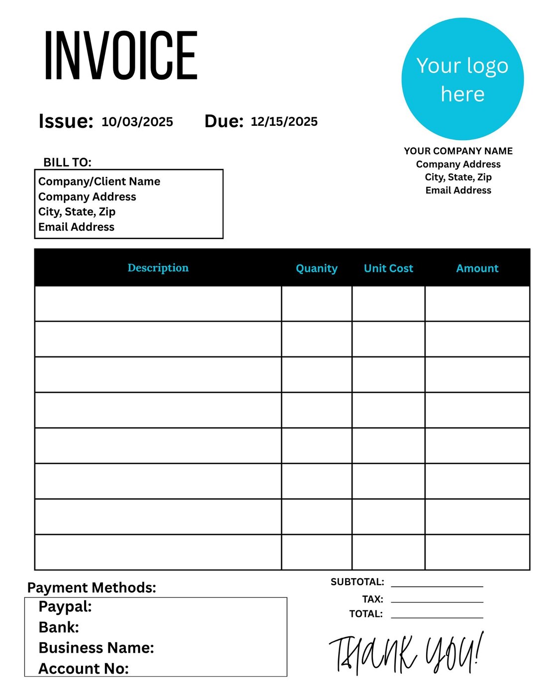 Invoice Template Edible in Canva - Etsy Australia