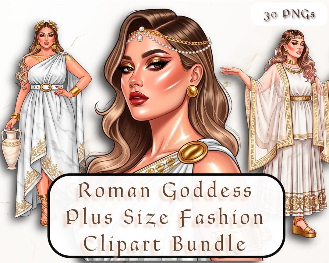 Roman Goddess Plus Size Fashion Clipart Bundle PNG Ancient Mythology ...