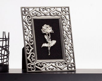 Framed Rose Brooch in Modern Frame Modern Vintage Home Decor Gothic Gift Framed Jewelry Art Rose Gift