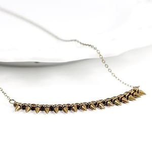 As seen on TV As seen on Quantico Spike Necklace Antique Brass Bar Pendant Brass Spikes