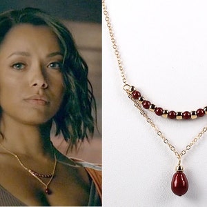 As seen on TV Necklace Oxblood and Gold Swarovski Pearl and Chain Trapeze Necklace Pearl Necklace