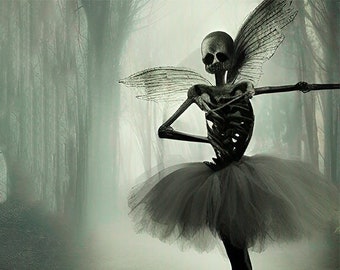 Danse Macabre Digital Art Ballet Ballerina Skeleton Dance Dancer Gothic Surreal Spooky Art Digital Art Home Decor
