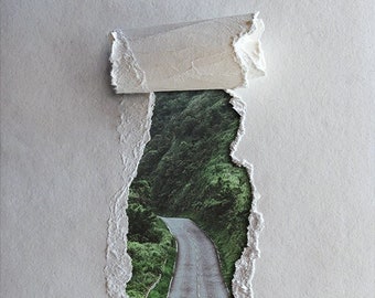 Paper Route Collage Art Print Digital Art Print Surreal Art Paper Digital Collage Artwork The Roads Less Traveled Series