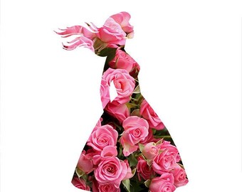 Flower Collage Art Digital Art Collage Artwork Silhouette Woman Girl Digital Collage Floral Art Home Decor