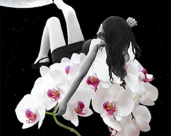 Collage Artwork Digital Art Surreal Collage Art Digital Collage Art Home Decor Wall Hanging Orchids Art Gift