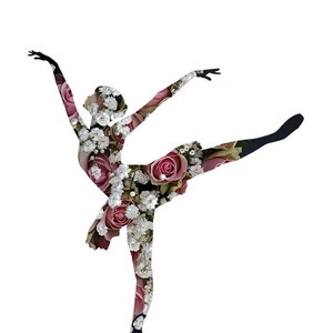 Flower Collage Art Digital Art Collage Artwork Ballet Silhouette Woman Girl Digital Collage Floral Art Home Decor
