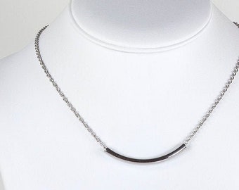 Tube Necklace Bar Pendant Stainless Steel Necklace Minimal Necklace Trendy Necklace