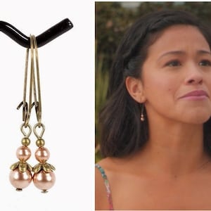 As seen on TV As seen on Jane the Virgin Earrings Rose Gold Swarovski Pearl Antique Brass Drop Earrings image 1