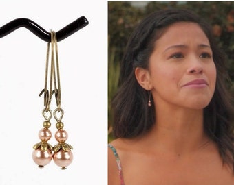 As seen on TV As seen on Jane the Virgin Earrings Rose Gold Swarovski Pearl Antique Brass Drop Earrings