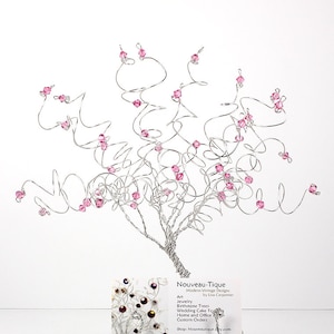 Porte-carte de visite Arbre Swarovski Cristal Pierre de naissance Fil Arbre Bureau Cadeau Décor