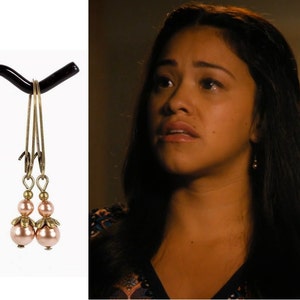As seen on TV As seen on Jane the Virgin Earrings Rose Gold Swarovski Pearl Antique Brass Drop Earrings image 9