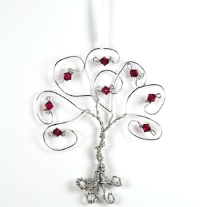 Birthstone Tree Ornaments Swarovski Crystal Keepsake Gift Decor Family Tree Wire Ornament