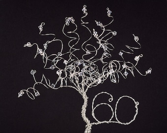 Traditional Anniversary Cake Topper Tree Wire Sculpture for Any Anniversary Year