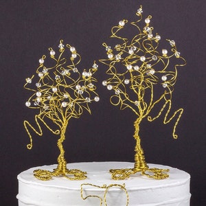 Two Trees Cake Topper Custom Wedding Cake Topper Pair of Wire Tree Sculptures image 5