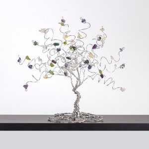 Gemstone Family Tree Birthstone Sculpture Mother Gift Grandmother Gift Tree of Life Wire Tree Sculpture Art Gem Tree image 7