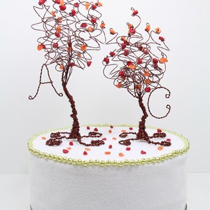 Two Trees Cake Topper Custom Wedding Cake Topper Pair of Wire Tree Sculptures image 3