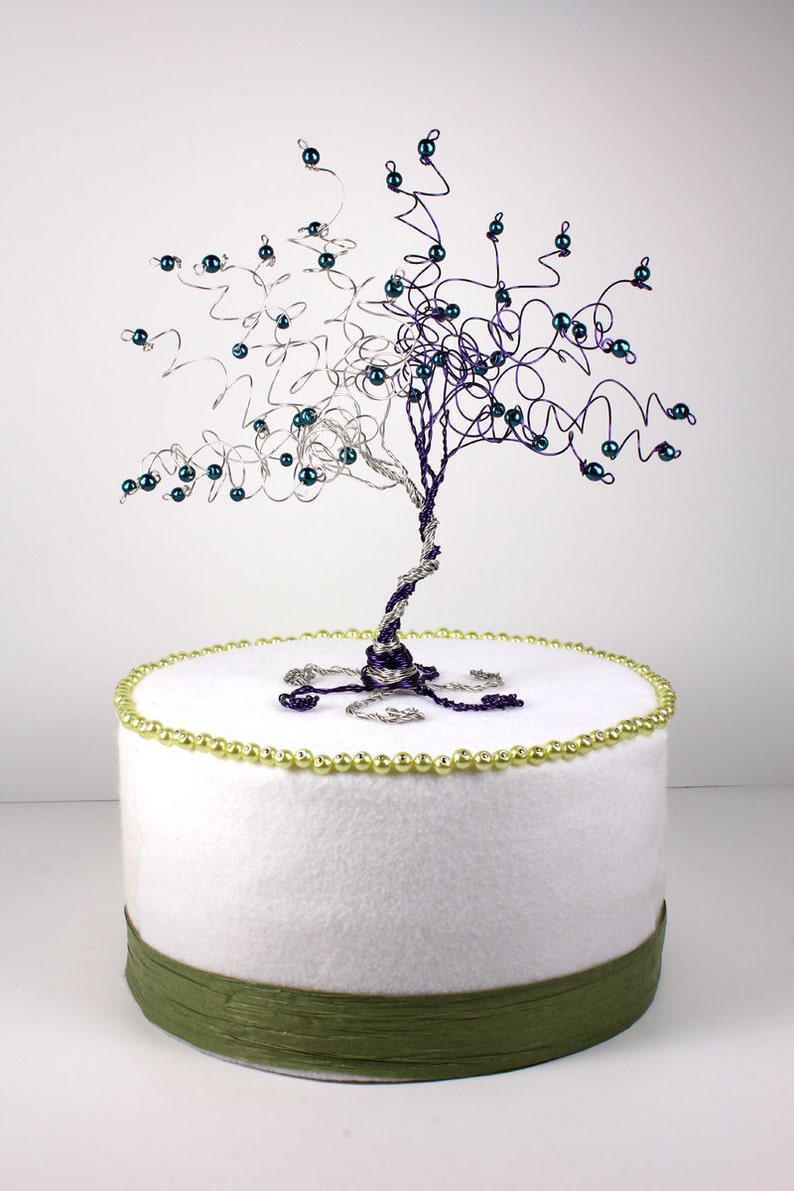 Entwined When Two Become One Wedding Cake Topper Tree Custom Wire Sculpture image 5