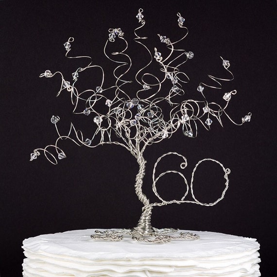 Traditional Anniversary Cake Topper Tree Wire Sculpture for Any Anniversary Year